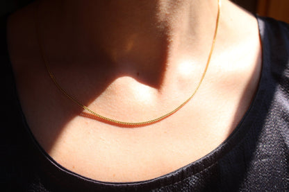 14k Solid Yellow Gold Franco Square Herringbone Chain