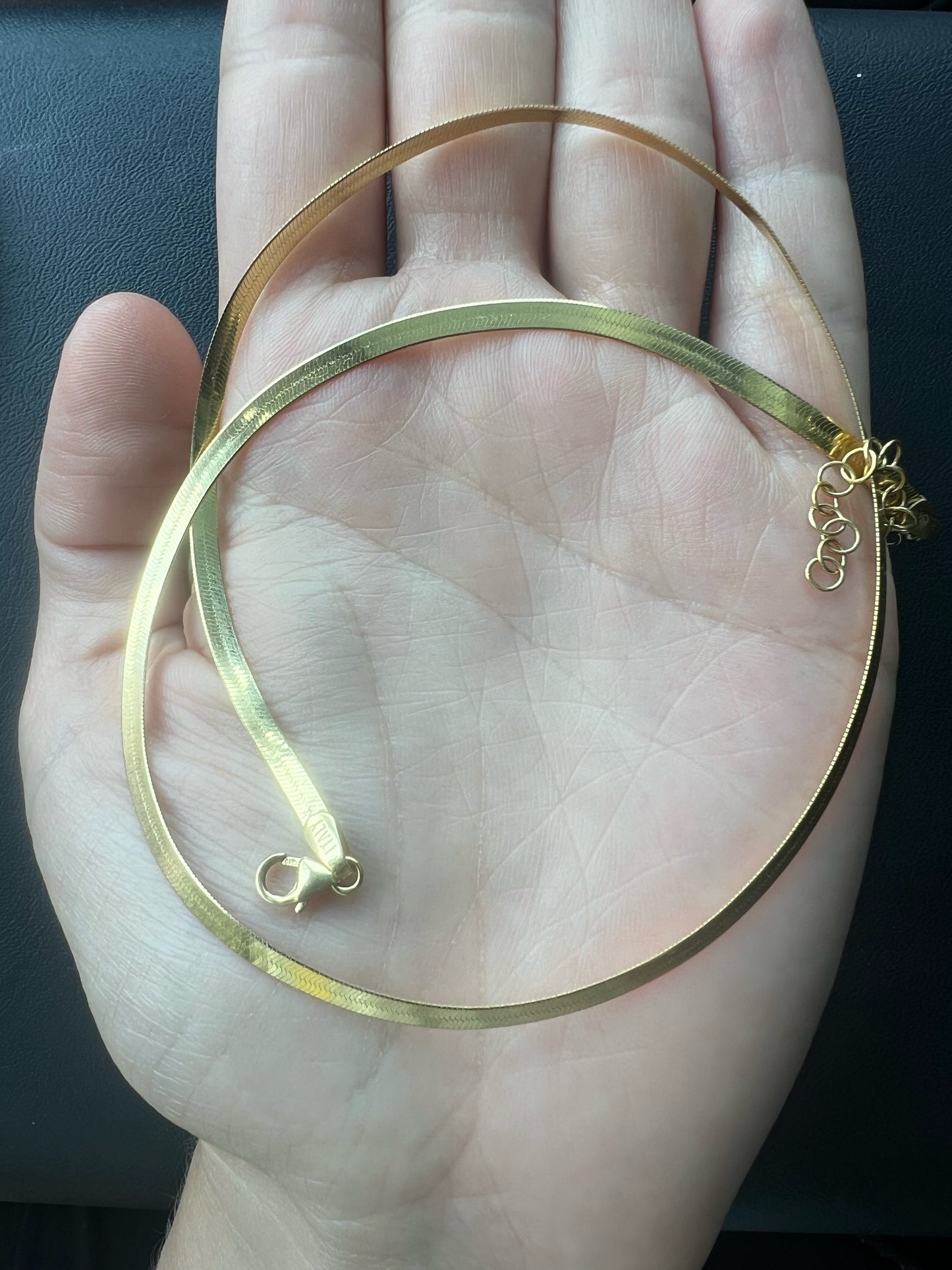 3.4mm 10k Solid Yellow Gold Herringbone Chain