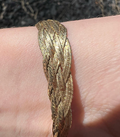 Solid Vintage Italian Gold Herringbone Bracelet dunia simunovic jewelry