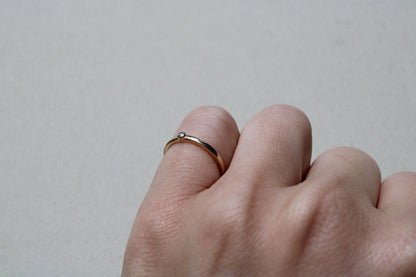 Pinky Ring with Diamond Bezel Set into Solid Yellow Gold