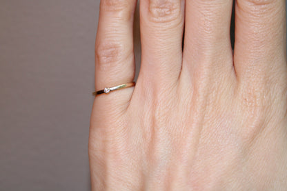 Pinky Ring with Diamond Bezel Set into Solid Yellow Gold