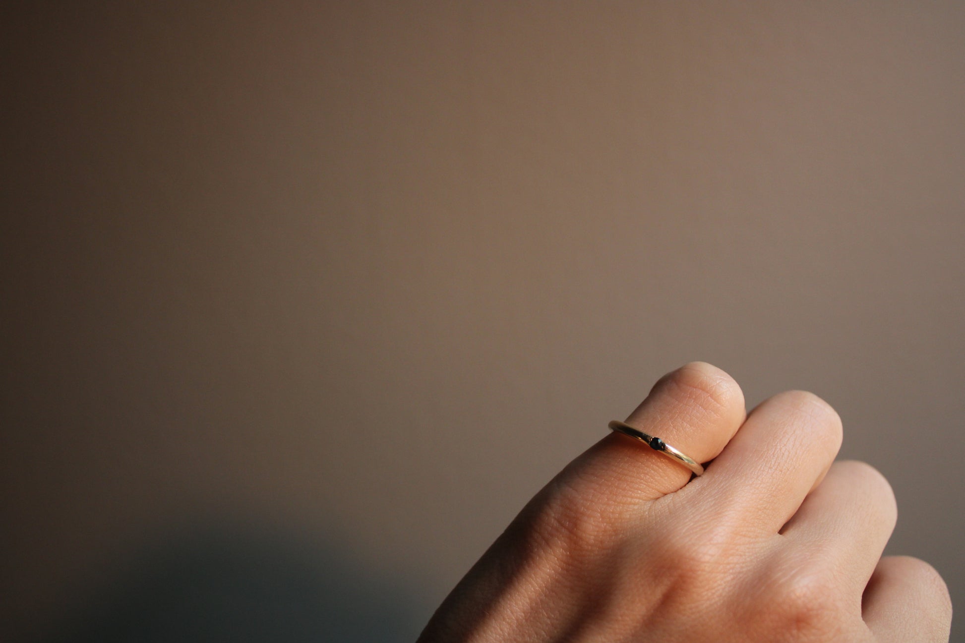 Pinky Ring with Sapphire Flush Set into Solid Yellow Gold (2mm) dunia simunovic jewelry