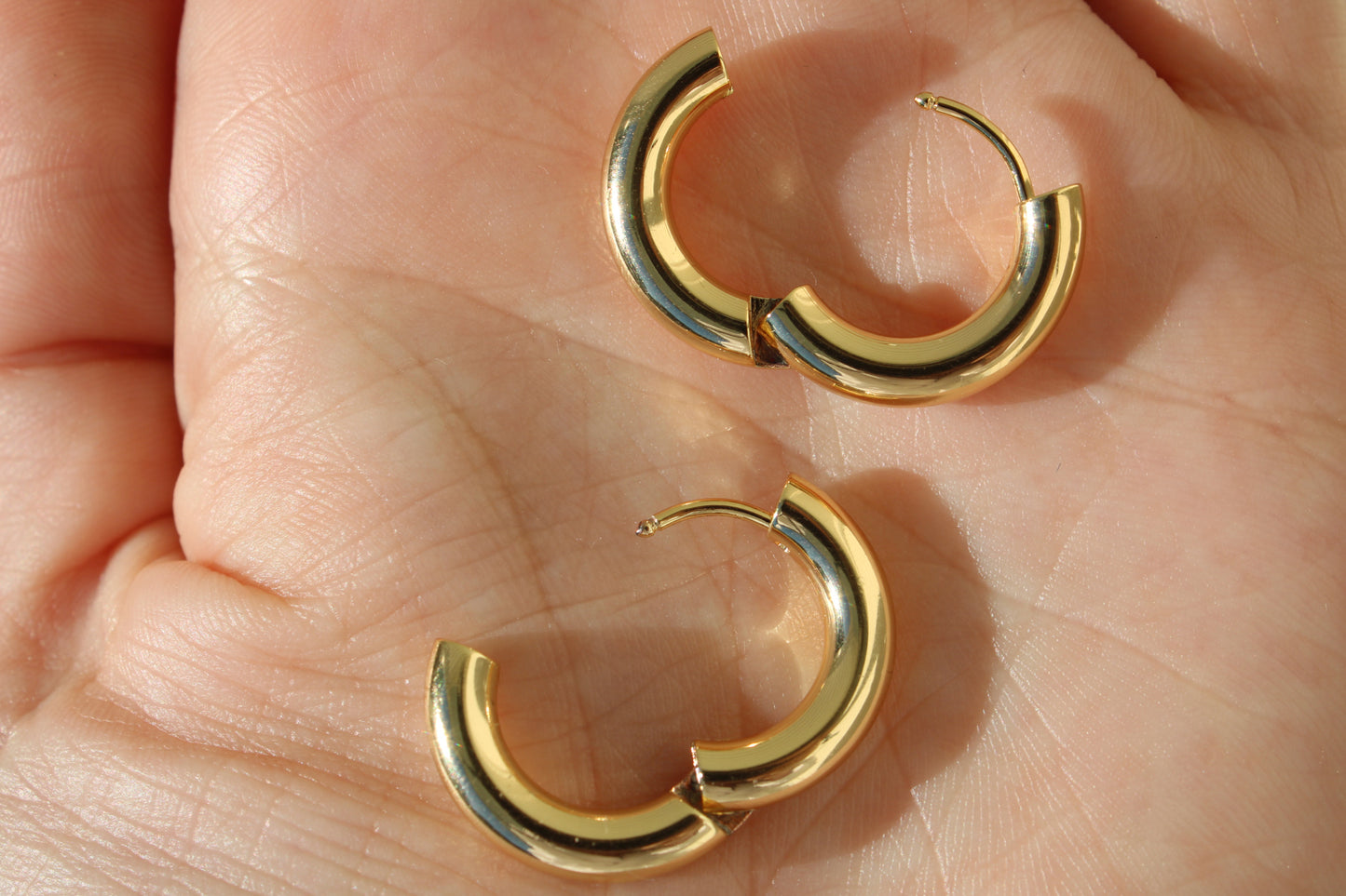 Everyday Big Huggie Hoops Crafted from Gold Plated Stainless Steel (set)