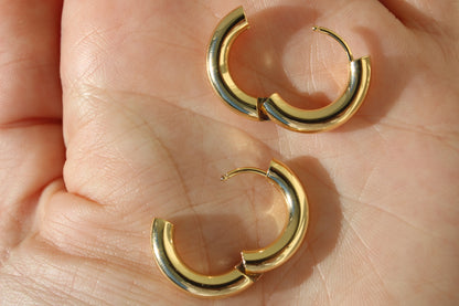 Everyday Big Huggie Hoops Crafted from Gold Plated Stainless Steel (set)