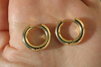 Everyday Big Huggie Hoops Crafted from Gold Plated Stainless Steel (set)