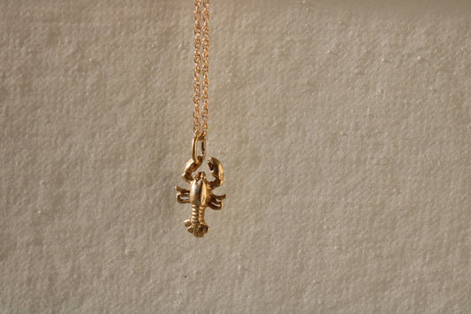 Vintage Solid 14k Yellow Gold Lobster Charm Pendant