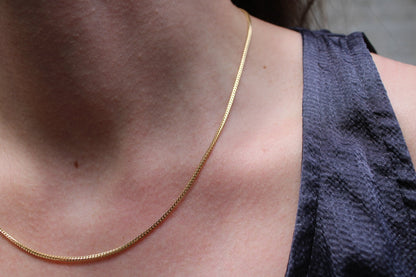 14k Solid Yellow Gold Franco Square Herringbone Chain