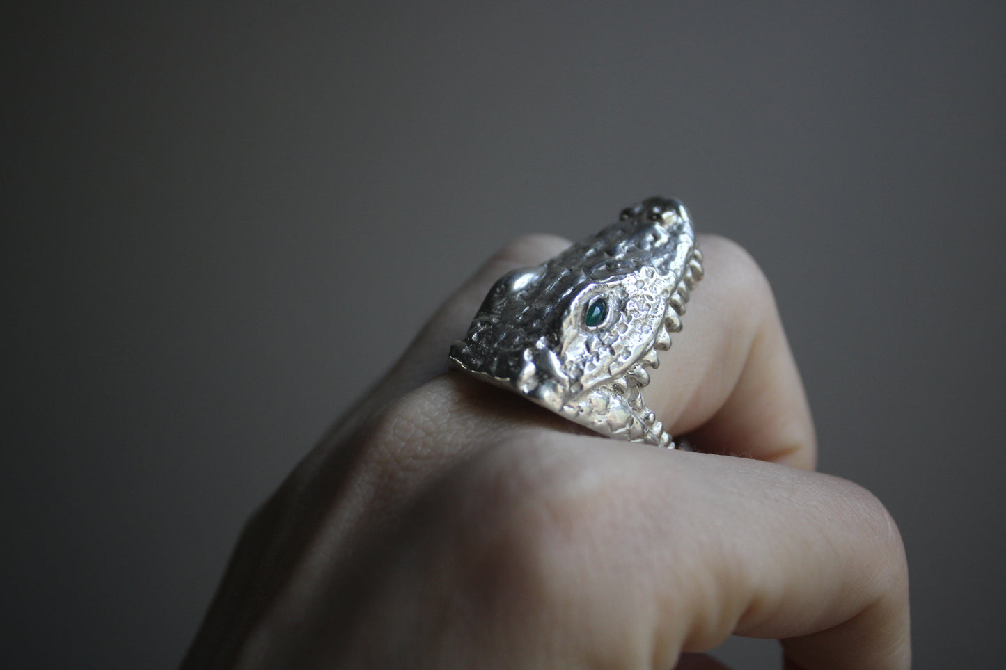 Handcarved Crocodile Ring