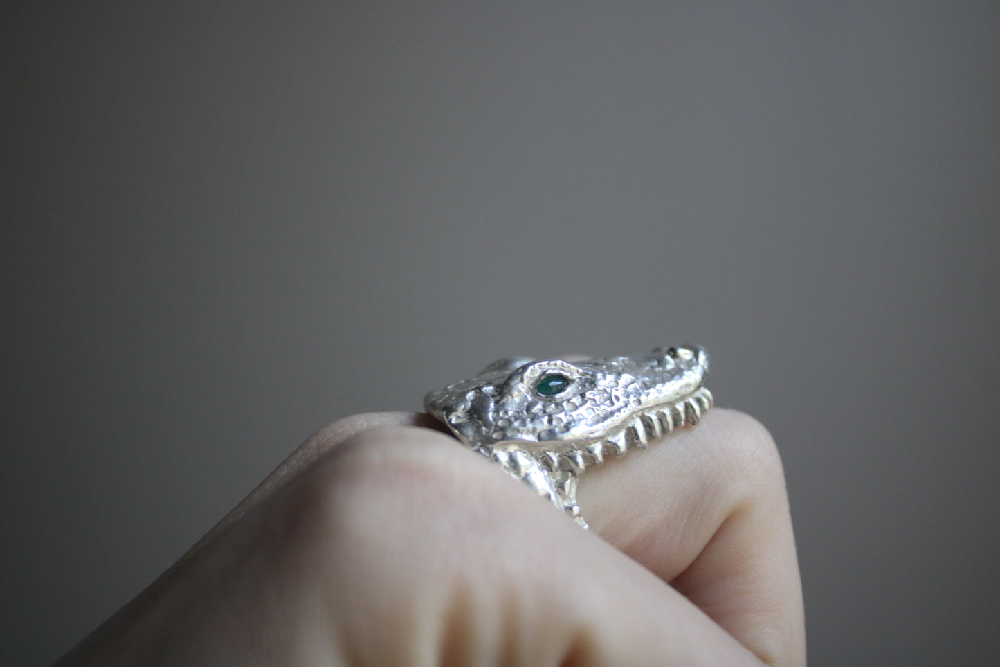 Handcarved Crocodile Ring