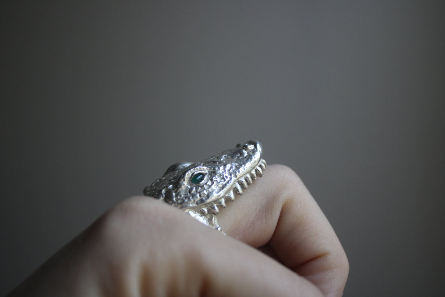 Handcarved Crocodile Ring