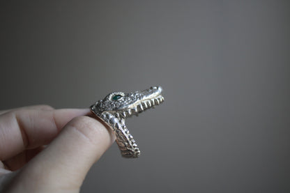 Handcarved Crocodile Ring