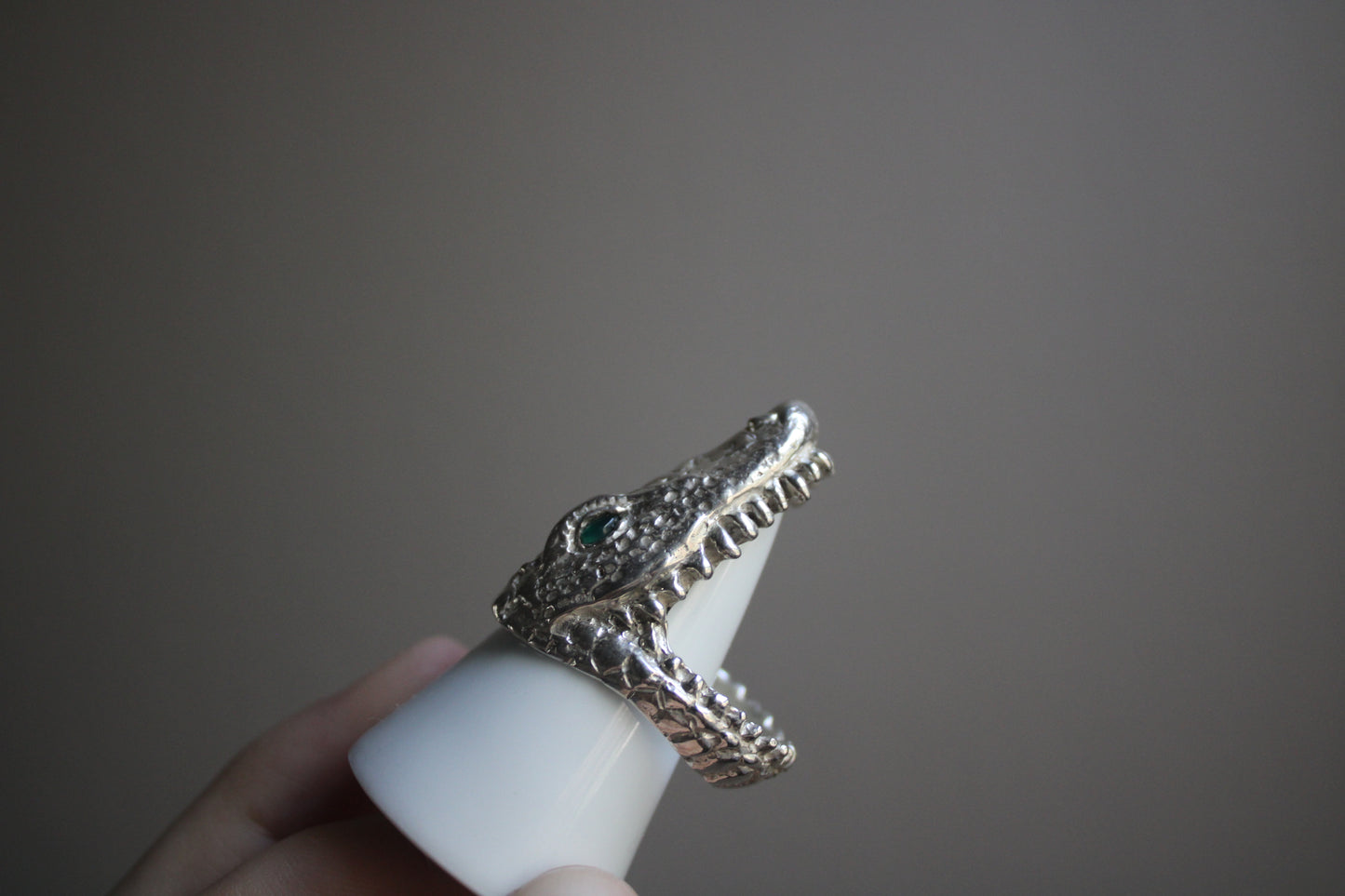 Handcarved Crocodile Ring