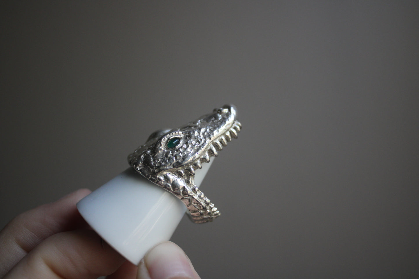 Handcarved Crocodile Ring