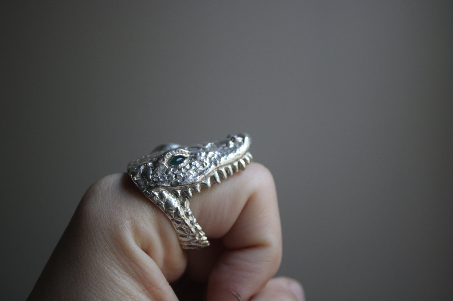 Handcarved Crocodile Ring