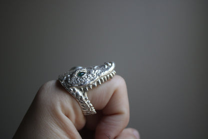 Handcarved Crocodile Ring