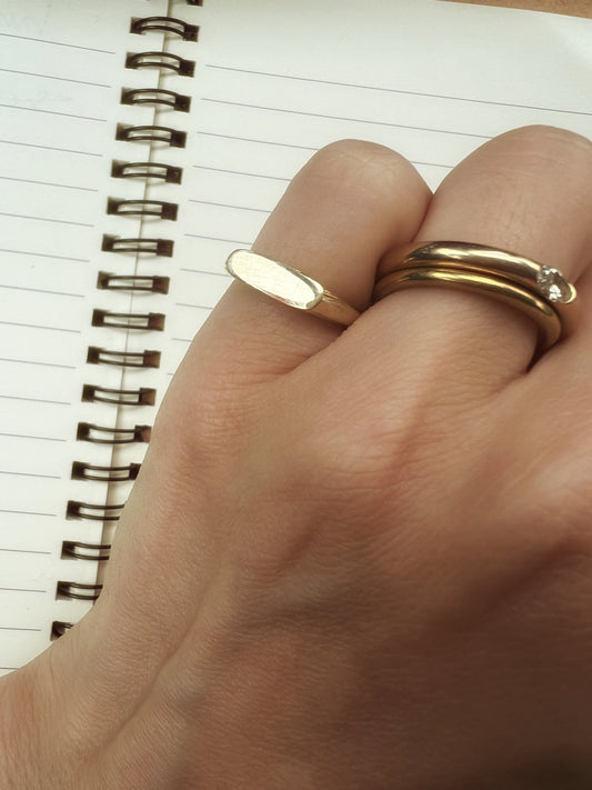 Flat Bar Solid Gold Pinky Ring - dunia jewelry - vintage gold - recycled gold - pinky rings - recycled gold - solid gold