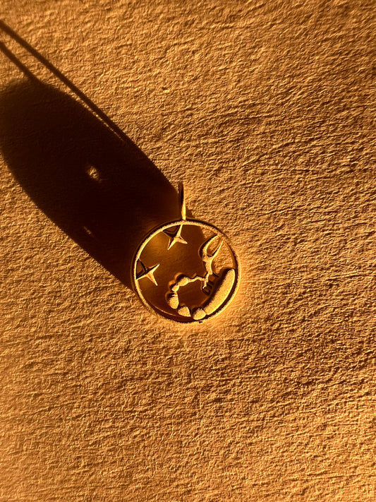 Solid Gold Scorpio Zodiac Charm Pendant (satin finish)